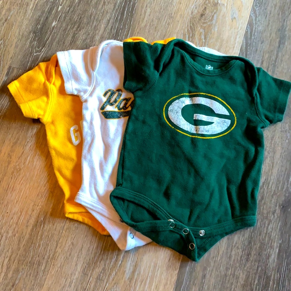 Three Green Bay Packers Onesies